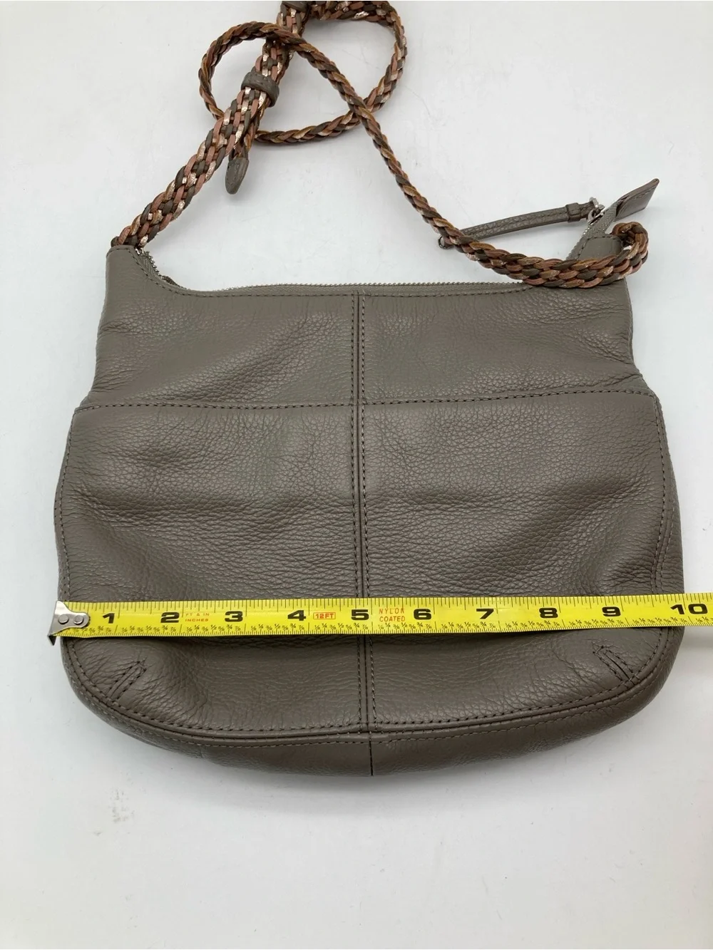 Vintage Brighton Braided Strap Leather Crossbody Bag